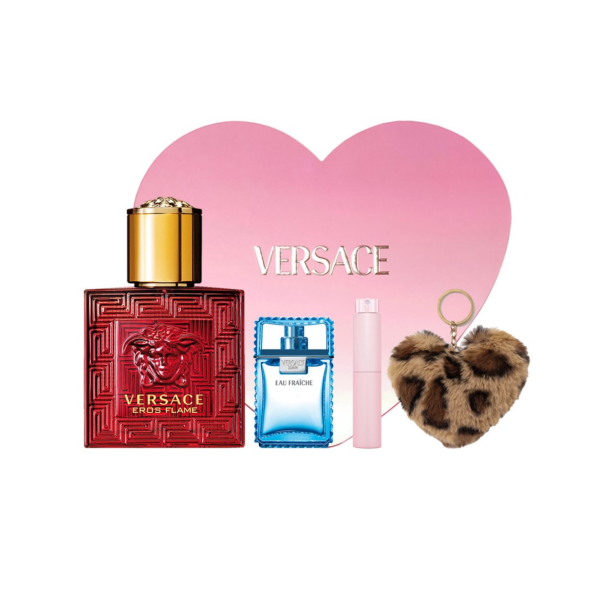 VERSACE Airos Love Men's Perfume Heart Shaped Box Clothing Sets 30ml/50ml+5ml
