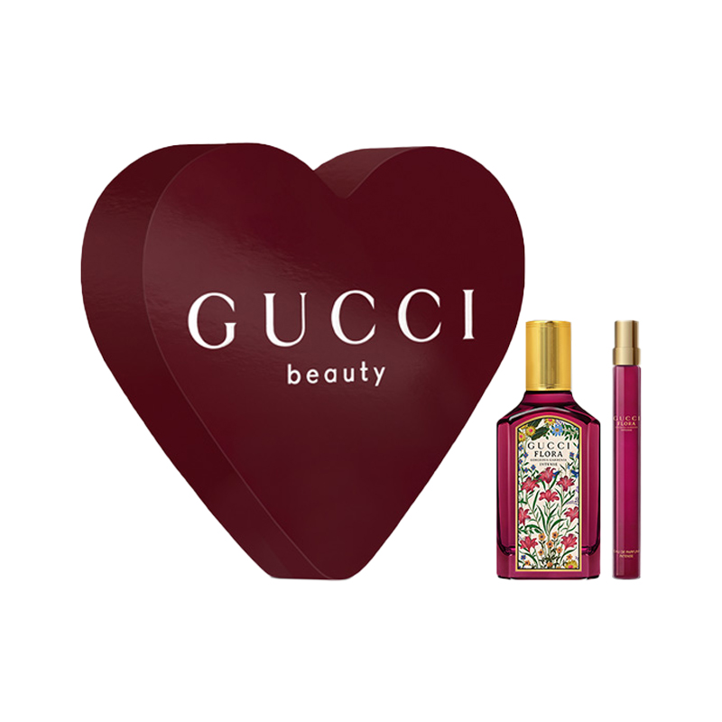 GUCCI Dreamy Gardenia, Heart Box Perfume Set, Woody Floral Scent Family Eau De Parfum EDP Citrus Jasmine 50ml+10ml