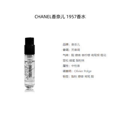 CHANEL 1957 Perfume Test Tube Sample Collector's Edition 1.5ML Sample Kit Eau De Parfum EDP