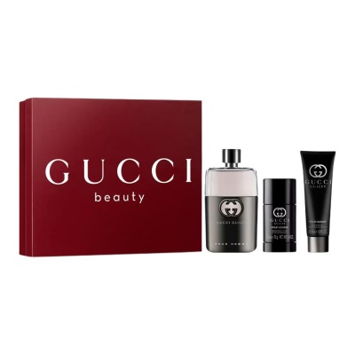 GUCCI Sinful Love Men's Eau De Toilette Scented Body Balm Shower Gel Gift Box Set Woody Eau De Toilette